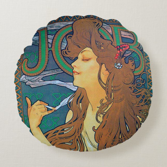 Coussins Ronds JOB, Alphonse Mucha Jetez l'oreiller (Devant)