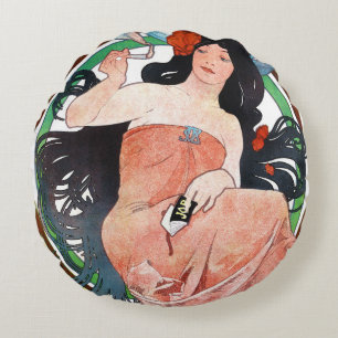 Coussins Ronds JOB, Alphonse Mucha Jetez l'oreiller