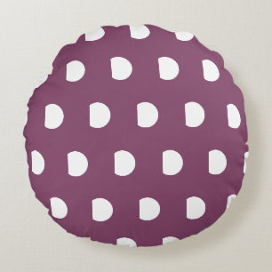 Coussins Ronds Joli Automne Violet Blanc Points      