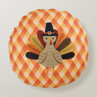 Coussins Ronds Joli dindon de Thanksgiving classique/vintage