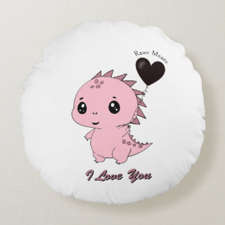 Coussins Ronds Joli Dinosaure Rose