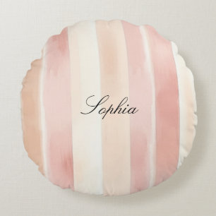 Coussins Ronds Joli Peach rose Crème raypes