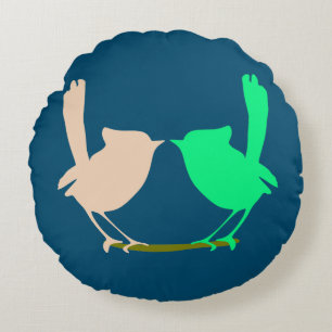 Coussins Ronds Jolie fête des oiseaux de printemps colorés