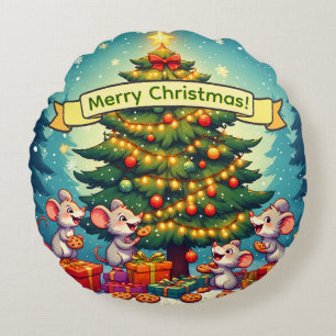 Coussins Ronds Jolis biscuits de souris arbre de Noël ambiance fe