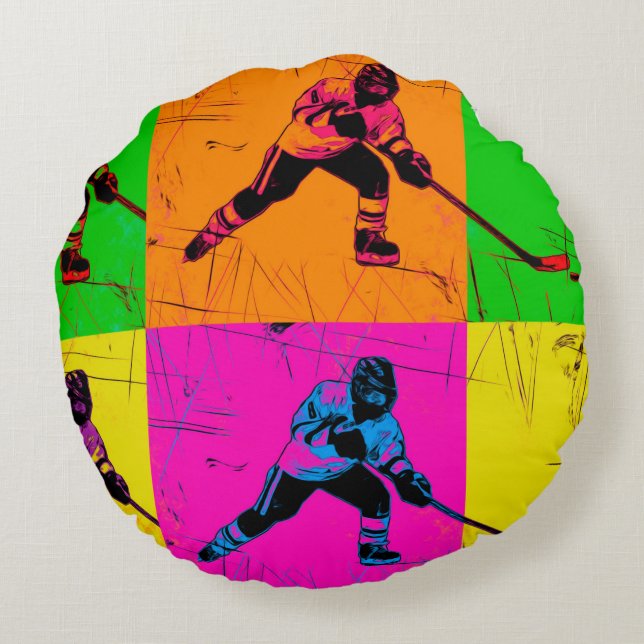 Coussins Ronds Joueur de hockey de maniement des bâtons (Dos)