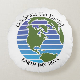 Coussins Ronds Jour des terres Blue Green Globe Carte Planète