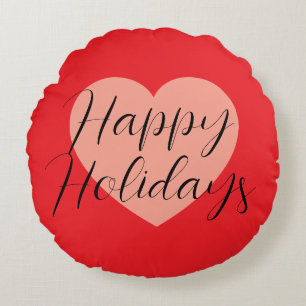 Coussins Ronds Joyeuses Fêtes Joyeux Noël Période des Fêtes Cœur