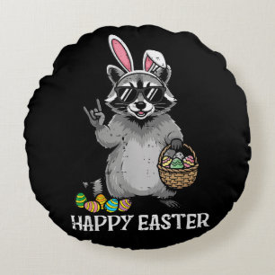 Coussins Ronds Joyeuses Pâques Raton laveur Lapin