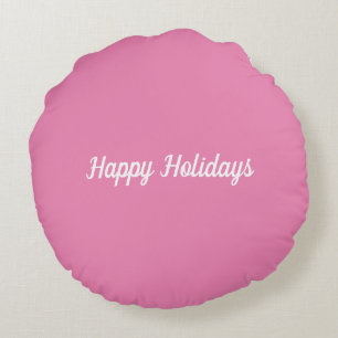Coussins Ronds Joyeuses vacances rose