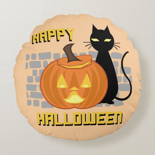 Coussins Ronds Joyeux Halloween lancer oreiller (Devant)