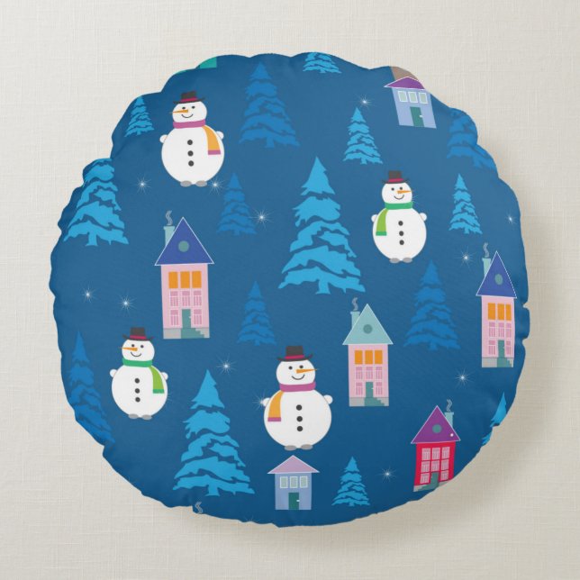 Coussins Ronds Joyeux Motif de Noël (Devant)