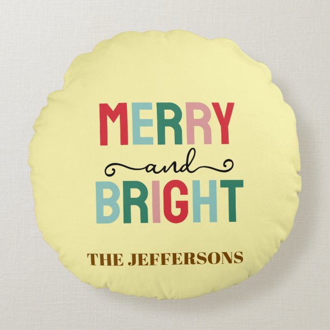 Coussins Ronds Joyeux Noël Bonne Année en famille (Devant)