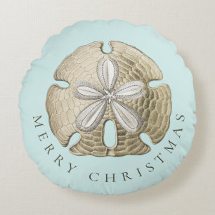 Coussins Ronds Joyeux Noël Dollar de sable Turquoise Côte
