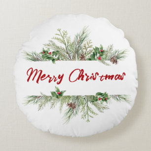 Coussins Ronds Joyeux Noël encadré Hiver Voeux