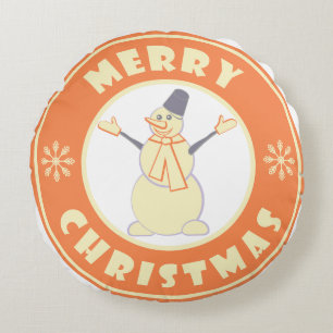 Coussins Ronds Joyeux Noël heureux bonhomme de neige célèbre styl