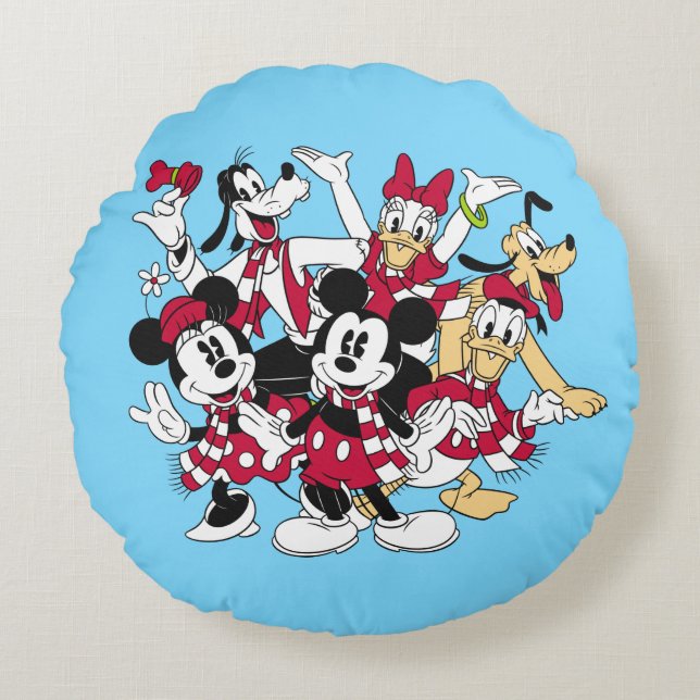 Coussins Ronds Joyeux Noël | Mickey & Friends Joyful Holiday (Devant)