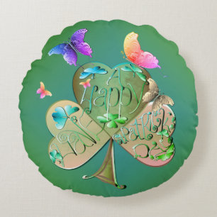 Coussins Ronds "Joyeux St Patrick "Trèfle