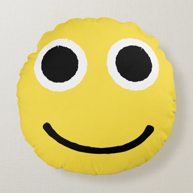 Coussins Ronds Joyeux visage Jaune souriant Emoticon Emoji (Devant)