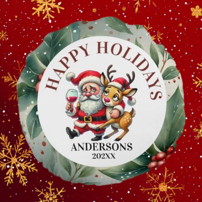 Coussins Ronds Joyeux voeux de Noël Père Noël (Spread holiday cheer with our Merry Christmas Greetings Santa Round Pillow! )