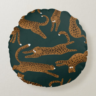 Coussins Ronds Jungle léopard : Vintage Poster de animal.