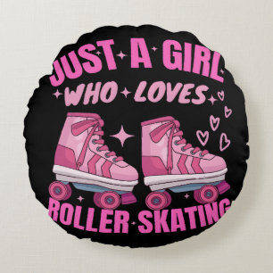 Coussins Ronds Juste Une Fille Qui Aime Le Patin À Roulettes