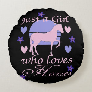 Coussins Ronds Juste Une Fille Qui Aime Les Chevaux