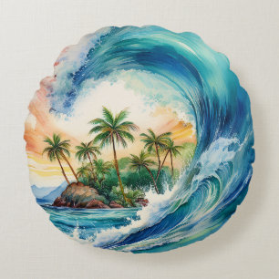 Coussins Ronds Kai Aloha Motu Aquarelle
