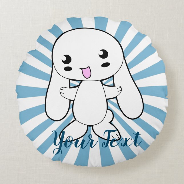 Coussins Ronds Kawaii Bunny sur la coutume de l'accolade (Devant)