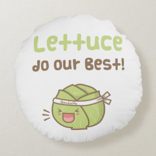 Coussins Ronds Kawaii Salade Mignonne Faisons de Notre Mieux Pun 