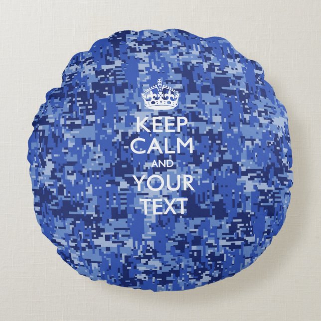Coussins Ronds KEEP CALM personnalisé et votre texte sur le Camo  (Devant)
