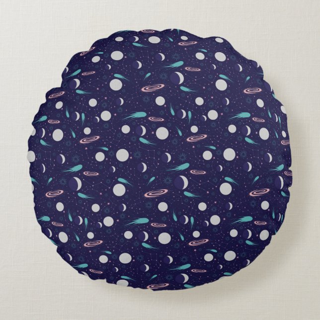 Coussins Ronds Kids Moon Meteor Black Hole Planet Comet (Devant)