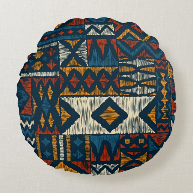 Coussins Ronds Kitengue chitenge Pattern Africa (Devant)