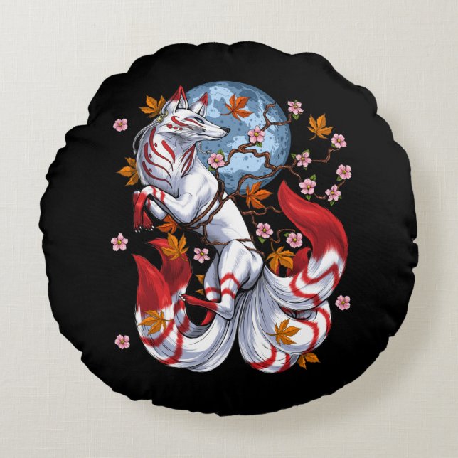 Coussins Ronds Kitsune japanese Fox (Devant)