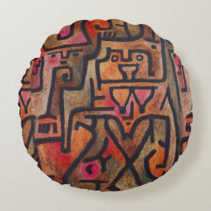 Coussins Ronds Klee Expressionniste Forêt Abstraite Art Moderne