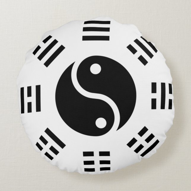 Coussins Ronds La balance : Ba Gua, huit trigrammes yin yang TCM (Dos)