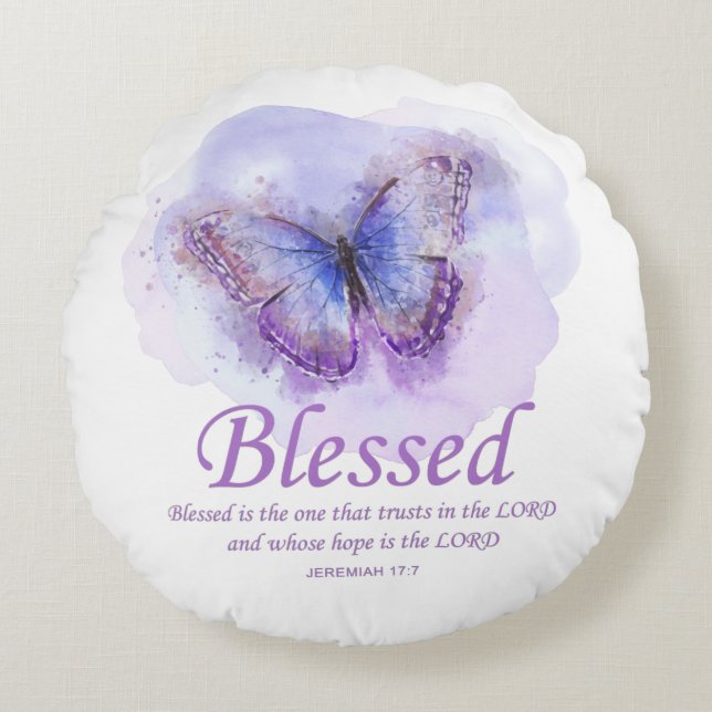 Coussins Ronds La Bible chrétienne des femmes Verse Papillon :Bén (Devant)