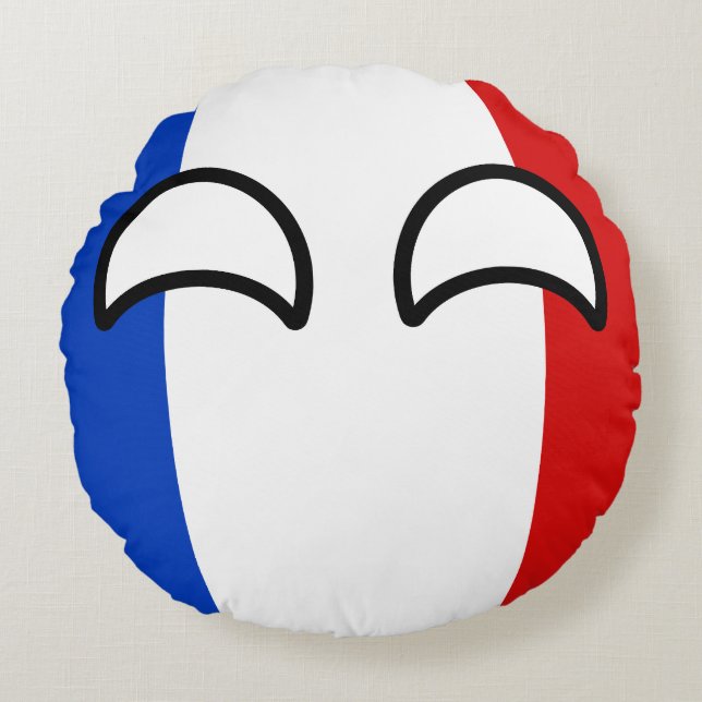 Coussins Ronds La France Geeky tendante drôle Countryball (Devant)