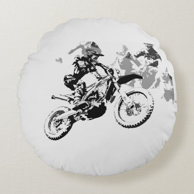 Coussins Ronds La Grande Course - Motocross Racers (Devant)