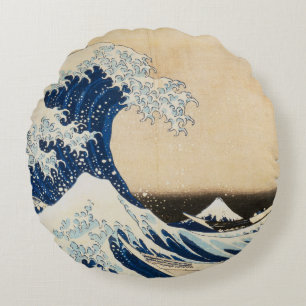 Coussins Ronds La Grande Vague au large de Kanagawa par Hokusai