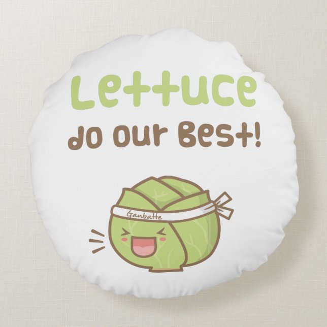 Coussins Ronds La laitue mignonne de Kawaii font notre meilleur (Dos)