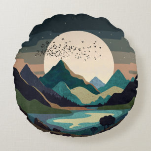 Coussins Ronds La Lune Sur Le Lac
