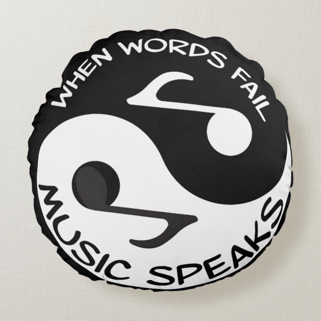 Coussins Ronds La musique parle Ying et Yang Throw Pillow (Devant)