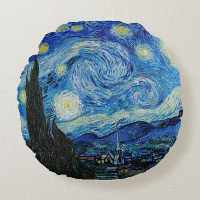 Coussins Ronds La nuit étoilée de Vincent Van Gogh (Devant)