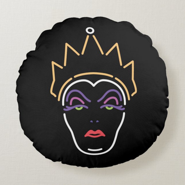 Coussins Ronds La reine du mal | Visage néon (Devant)
