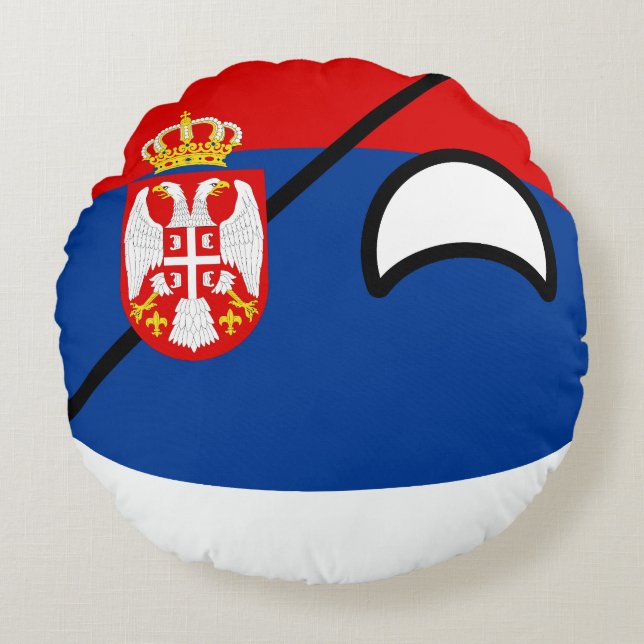 Coussins Ronds La Serbie Geeky tendante drôle Countryball (Devant)