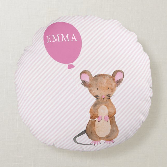 Coussins Ronds La souris en bois mignonne personnalisée badine le (Devant)