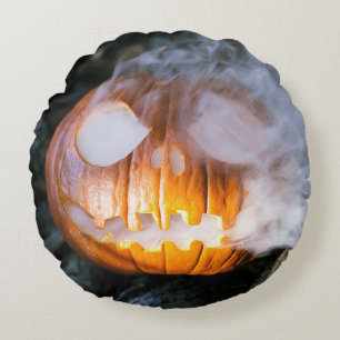 Coussins Ronds La tête Jack-o-Lantern d'un cavalier sans tête
