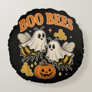 Coussins Ronds L'abeille fantôme drôle de Halloween mignon