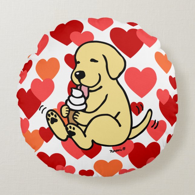 Coussins Ronds Laboratoire Jaune Licking Ice Cream Hearts (Devant)