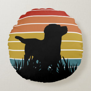 Coussins Ronds Labrador Retro Sunset